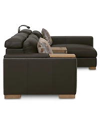 Holtman 4-Piece Leather 2 Power Sofa Chaise Sectional with Console