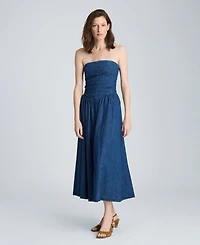Kenneth Cole Women's Cotton Strapless Bustier Midi Dress