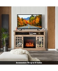 Gouun 48-Inch Electric Fireplace Tv Stand with Remote for TVs Up to 55 Inches