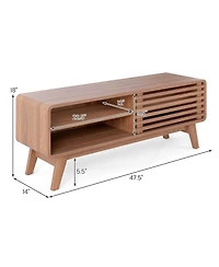 Gouun 47.5-Inch Sliding Door Tv Stand with Rubber Wood Legs