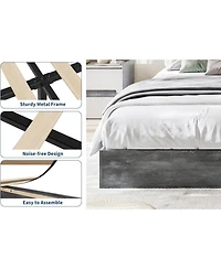 gaomon Platform Bed Frame with Wooden Slats, Floor-Standing Design, No Box Spring Needed