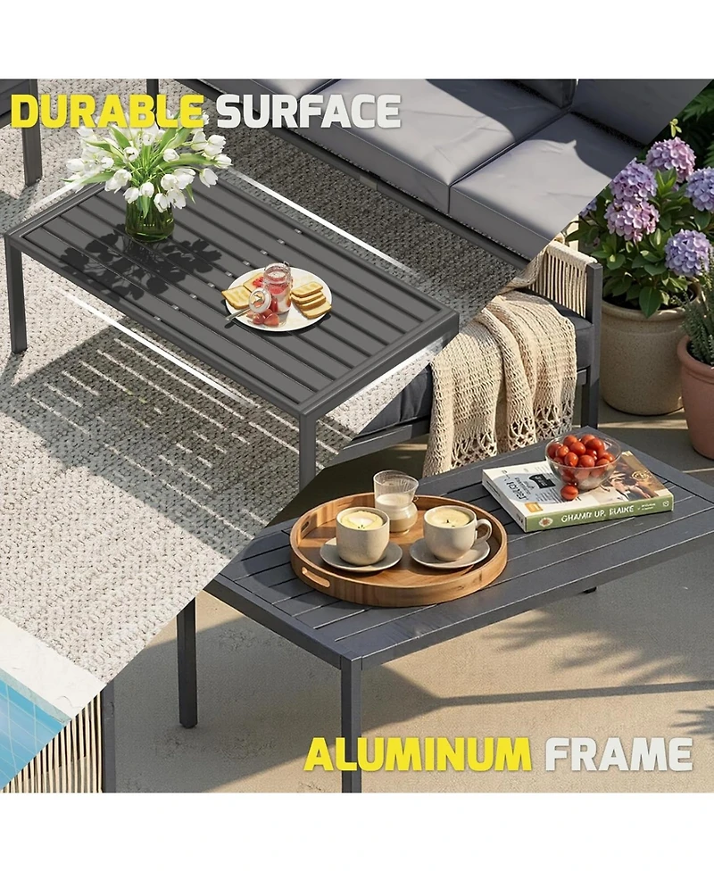 Aecojoy Aluminum Patio Furniture Set 5/4 Seats Outdoor Sectional Couch with Table