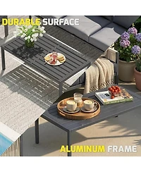 Aecojoy Aluminum Patio Furniture Set 5/4 Seats Outdoor Sectional Couch with Table