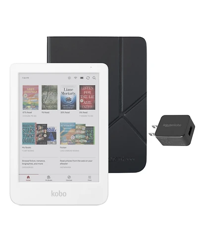 Kobo Clara Colour eReader with Black SleepCover Case and Ac Bundle