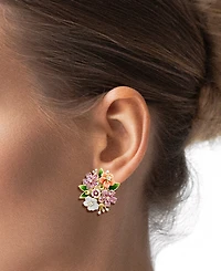 Lali Jewels Pink Mother of Pearl (1-2/5 ct. t.w.), Multi Gemstone (6.07 ct. t.w.) & Diamond (1/14 ct. t.w.) Stud Earrings in 14k Yellow Gold