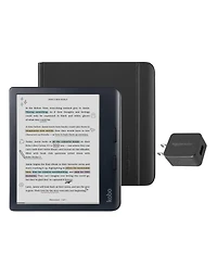 Kobo Libra eReader with Black Notebook SleepCover Case and Ac Bundle