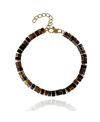 Lucky Brand Tiger Eye Heishi Stainless Steel Bead Bracelet