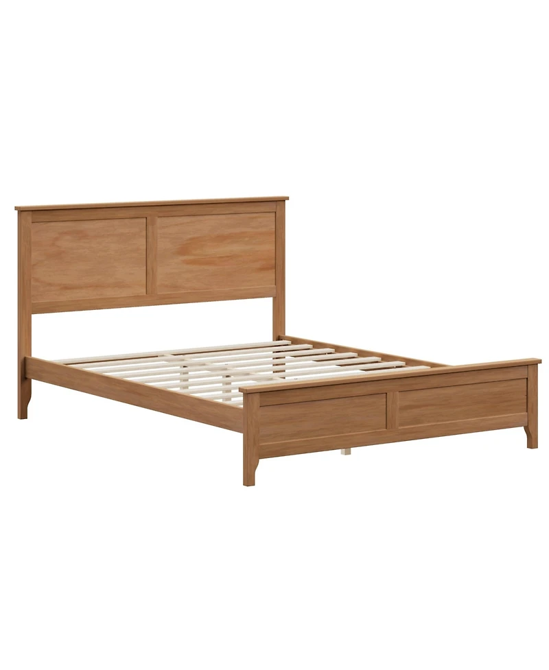 Lucky One Modern Solid Wood Queen Size Platform Bed with Sturdy Wooden Slats Support
