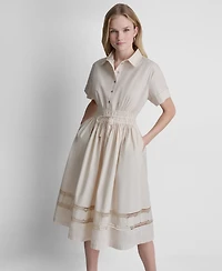 Dkny Petite Short-Sleeve Collared Neck Shirt-Dress