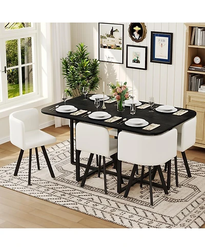 Streamdale Furniture 7piece Dining Set Table with Leather Chairs