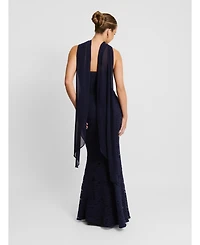 Six Stories Women's Lace Corset Maxi Dress With Neck Scarf