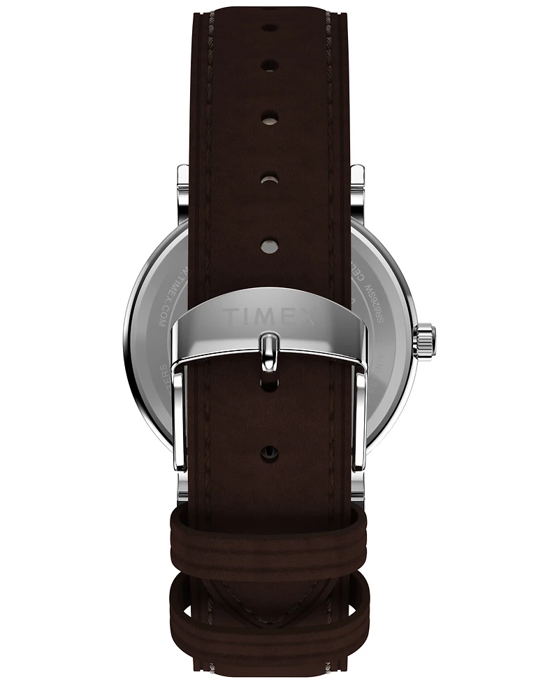 Timex Men's Quartz Analog Brown Leather Watch 38mm