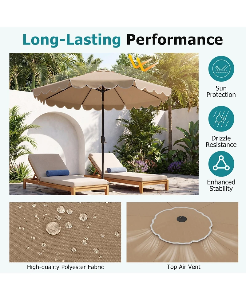 Slickblue Outdoor Patio Umbrella with Crank and Push Button Tilt Mechanism