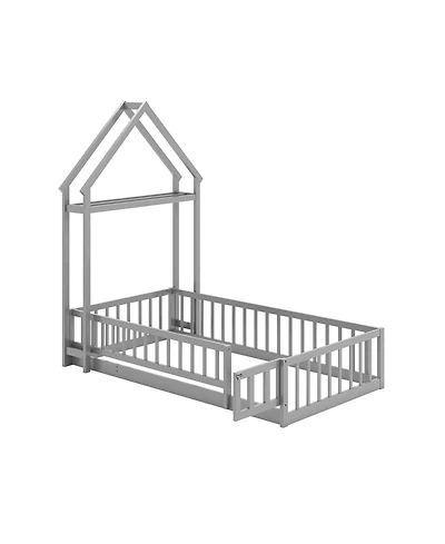 Gouun House Floor Bed with House-shaped Headboard
