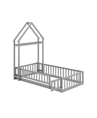 Gouun House Floor Bed with House-shaped Headboard