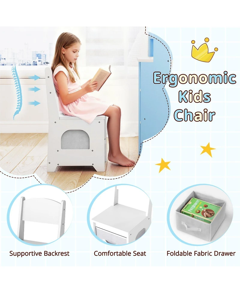Gouun 2-in-1 Corner Kids Vanity Set with Led Lights and Chair