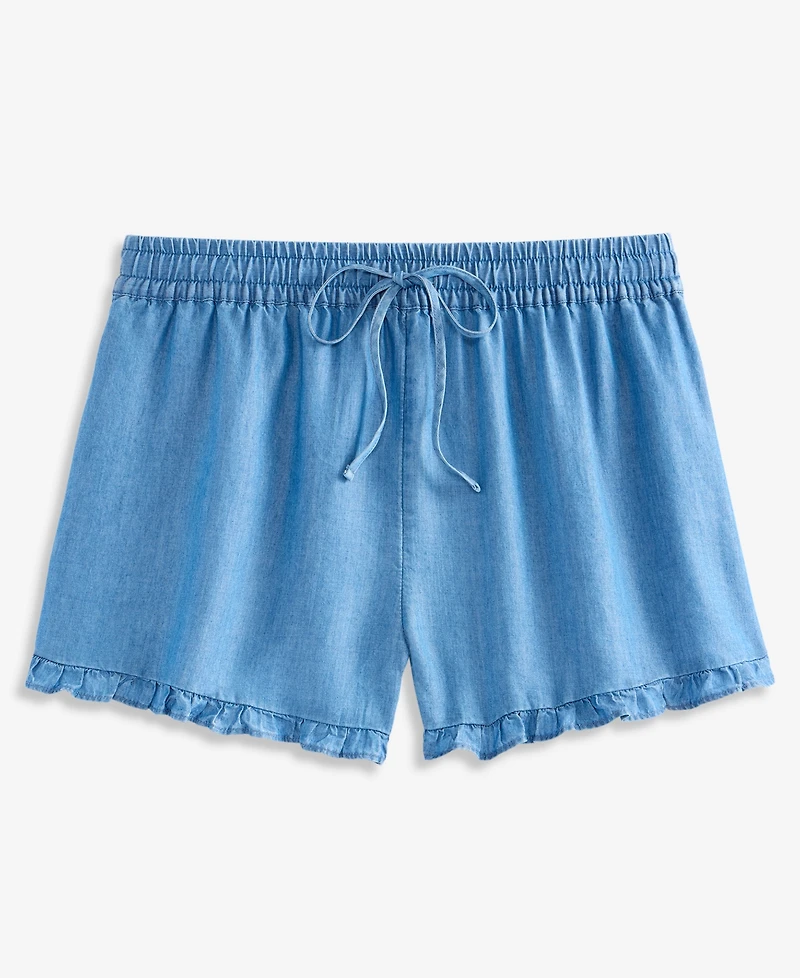 On 34th Women's Chambray Ruffled Drawstring Shorts, Macy's Exclusive