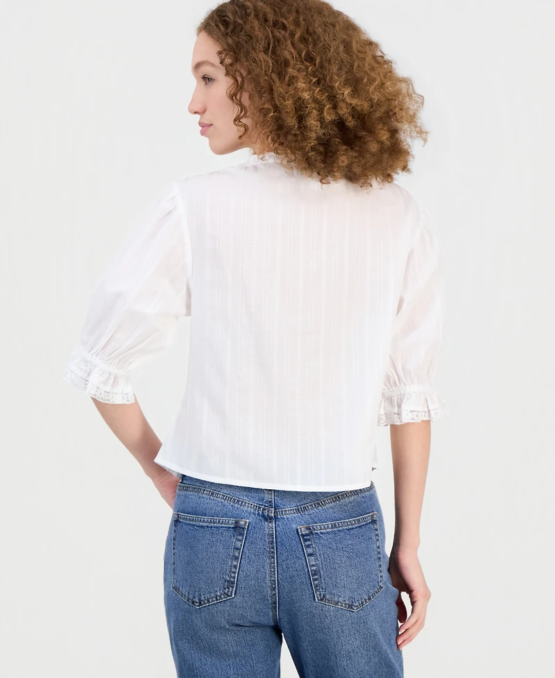 And Now This Women's Ruffled-Neck Short-Sleeve Blouse, Macy's Exclusive
