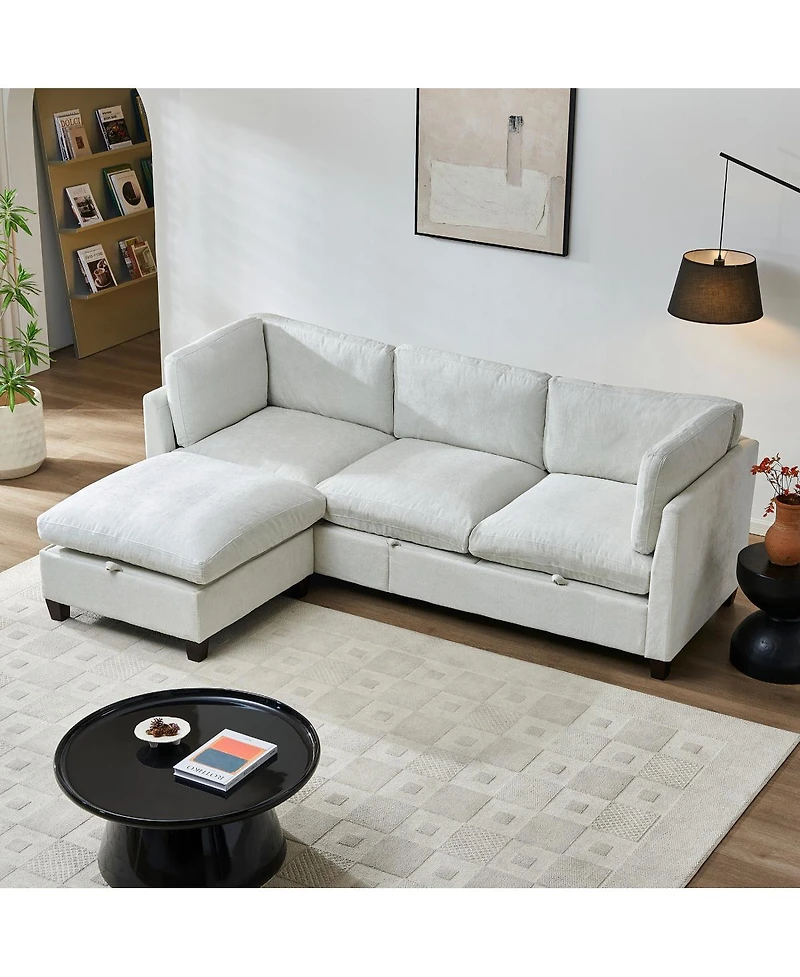 Streamdale Furniture Chenille 96.5" Sectional Sofa with Ottoman