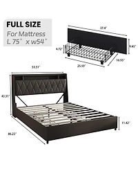 Lucky One Full Size Bed Frame with Ergonomic Headboard