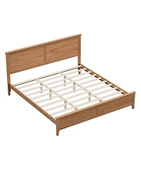Lucky One Modern Solid Wood King Size Platform Bed with Sturdy Wooden Slats Support