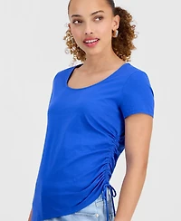 I.n.c. International Concepts Petite Cotton Asymmetric Short-Sleeve Top, Macy's Exclusive