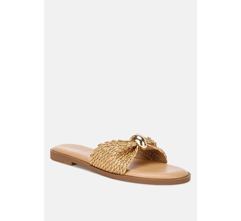 London Rag Women's Onawa Woven Strap Slip On Flats