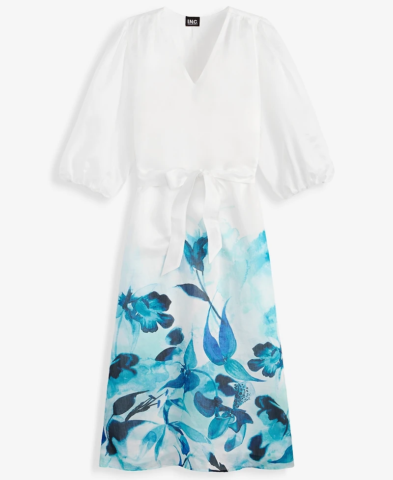 I.n.c. International Concepts Petite V-Neck Puff-Sleeve Dress, Macy's Exclusive