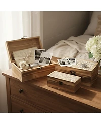 Yigii 3 Piece Tree Of Life Carved Wooden Keepsake Boxes Decorative Storage Trinket Memorabilia