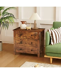 Gymax 3-Drawer Dresser 28.5'' Wide Chest of Drawers Modern Large Nightstand for Bedroom