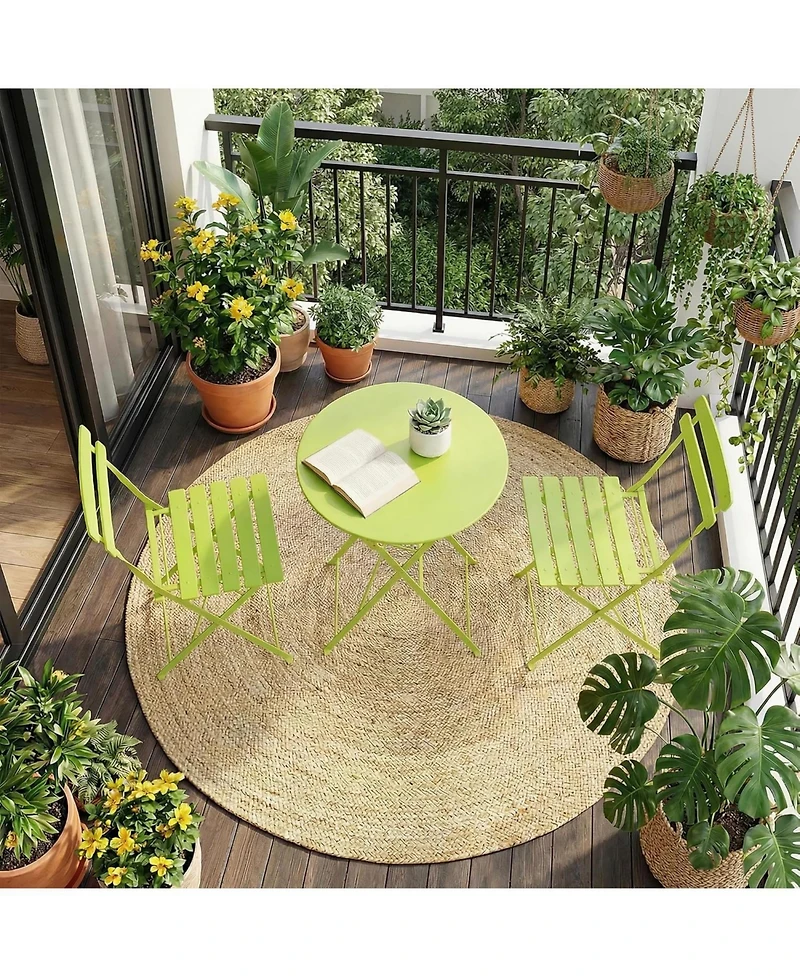 gaomon 3-Piece Foldable Metal Bistro Set with Round Table
