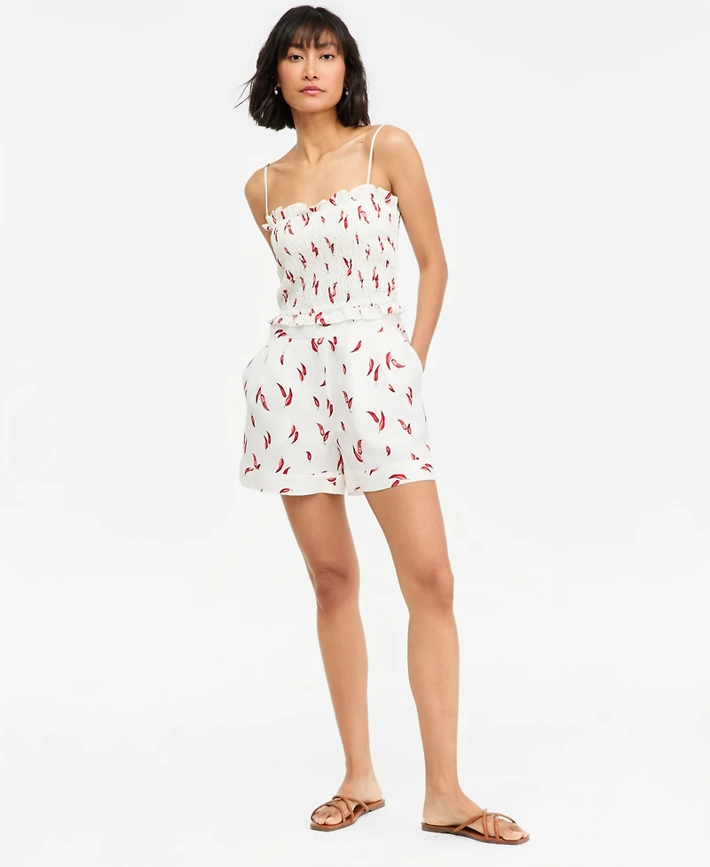 On 34th Women's Linen-Blend Tailored Pull-On Shorts, Macy's Exclusive