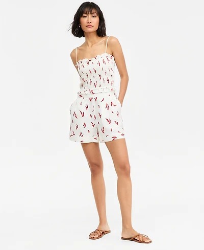 On 34th Women's Linen-Blend Tailored Pull-On Shorts, Macy's Exclusive
