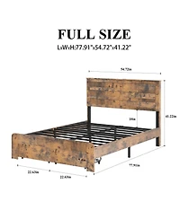 Lucky One Full-size bed frame with 2 storage drawers and 2 Usb ports