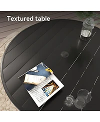 Mondawe 5-Piece Outdoor Dining Set with Ergonomic Textilene Chairs & 40.6" Round Table with Umbrella Hole