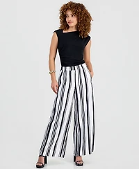 I.n.c. International Concepts Petite Stripe High-Rise Wide-Leg Pants, Macy's Exclusive