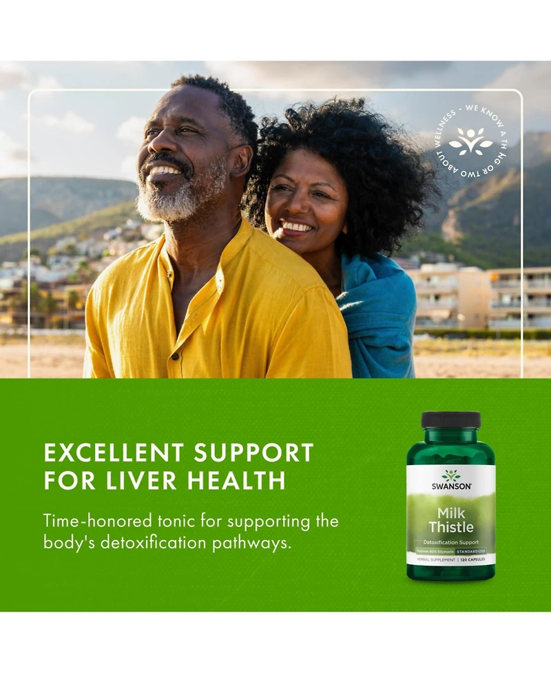 Swanson Milk Thistle Standardized Herbal Liver Support Supplement with Silymarin - Natural Formula for Overall Health and Wellbeing