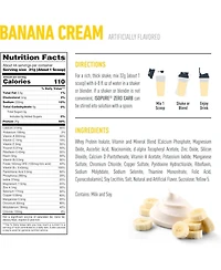 Isopure Zero Carb Pure Whey Isolate Protein Powder, Lactose Free, Gluten Free, With Vitamins, Banana Cream, 25g Protein Per Serving, 44 Servings