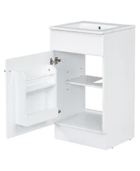 Busdays 18 Inch Bathroom Vanity with Sink Cabinet Door Shelf Adjustable Shelf Freestanding Storage Vanity