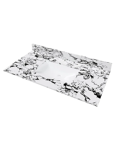 Busdays 43 x 22 Inch Bathroom Vanity Top with Undermount Ceramic Sink Backsplash Artificial Marble 3 Faucet Holes Carrara Vanity Top Only