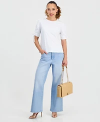 I.n.c. International Concepts Petite Cotton Tie-Sleeve Round-Neck Top, Macy's Exclusive