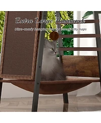 Aostirmotor Modern Cat Tree 58 Inch, Large Cat Tower for Maine Coon with Scratching Board, Large Perch, Hammock and Removable Pads