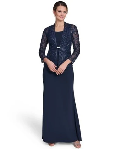 Jessica Howard Womens Jewel Neck Jacket Ball Gown
