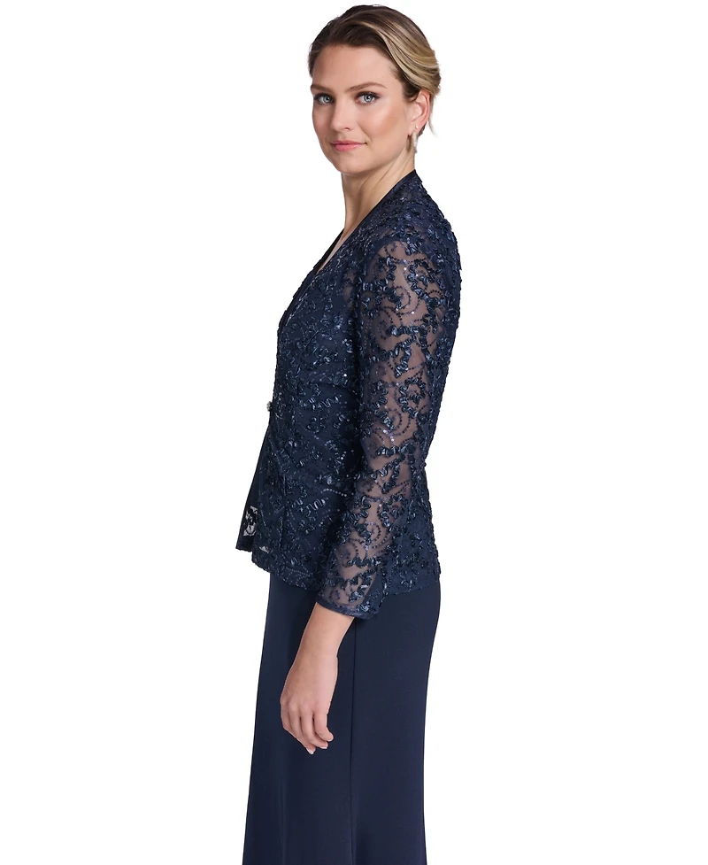 Jessica Howard Women's Jewel Neck Jacket Ball Gown