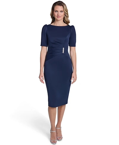 Jessica Howard Women's Short-Sleeve Tucked Midi Dress