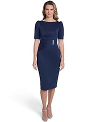 Jessica Howard Womens Short Sleeve Tucked Midi Dress
