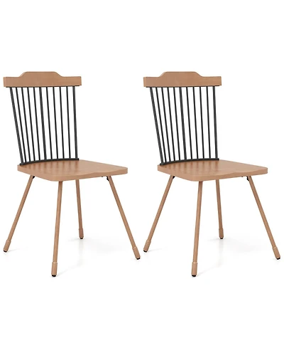 Gouun Spindle Back Dining Chairs Set of 2 with Ergonomic Contoured Seat