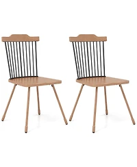 Gouun Spindle Back Dining Chairs Set of 2 with Ergonomic Contoured Seat