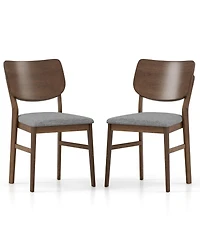 Gouun Farmhouse Upholstered Kitchen Chairs Set of 2, Linen Fabric, Rubber Wood Frame