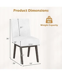 Gouun Flannel Upholstered Dining Chairs Set of 2 with Channel Tufted Back and Rubber Wood Frame